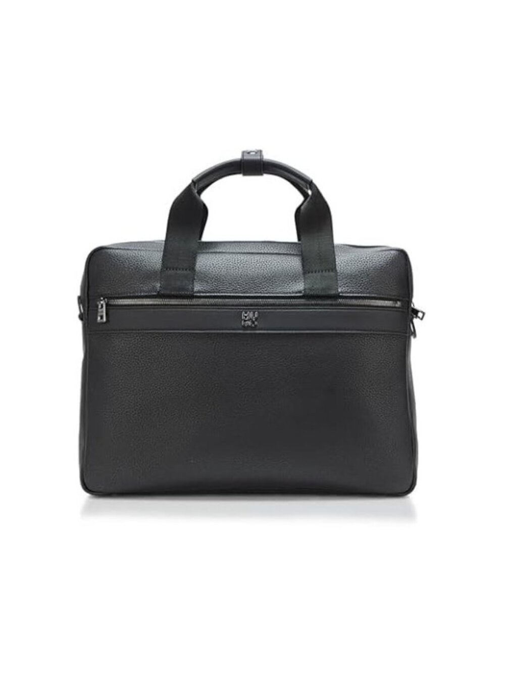 HUGO BOSS Stacked Logo PU Leather Briefcase Pitch Black Business Laptop Bag NWT